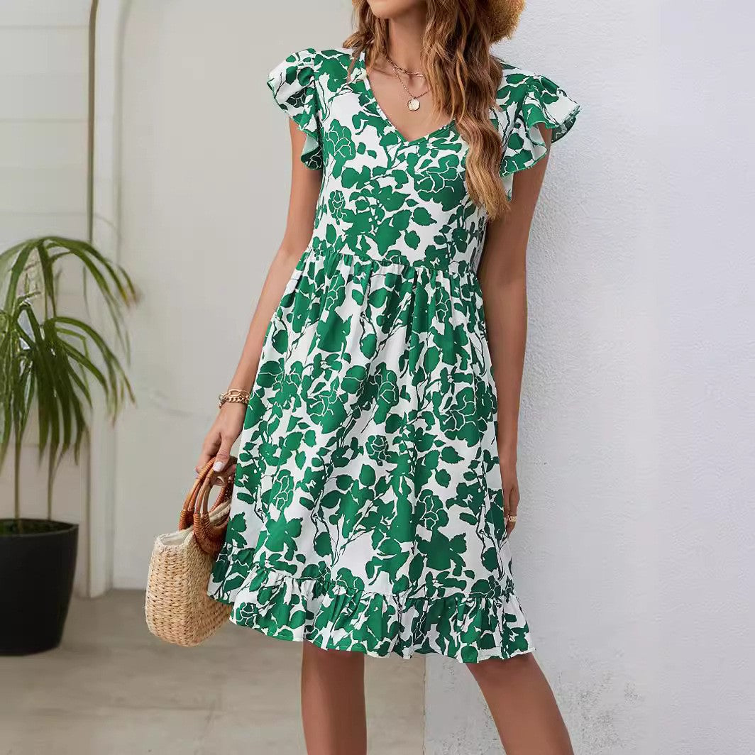 Leaf Print Summer Dress